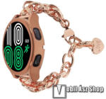  Okosóra szíj - ROSE GOLD - rozsdamentes acél, csatos, szív medál - 175mm hosszú, 22mm széles - SAMSUNG Galaxy Watch 46mm / Watch GT2 46mm / Watch GT 2e / Galaxy Watch3 45mm / Honor MagicWatch 2 46mm