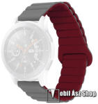  Okosóra loop szilikon szíj - szilikon, mágneses, bordázott mintás - SZÜRKE / BORDÓ - 125mm + 92mm hosszú, 22mm széles - SAMSUNG Galaxy Watch 46mm / Watch GT2 46mm / Watch GT 2e / Galaxy Watch3 45mm / 