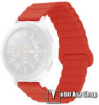 Okosóra loop szilikon szíj - szilikon, mágneses, bordázott mintás - PIROS - 125mm + 92mm hosszú, 22mm széles - SAMSUNG Galaxy Watch 46mm / Watch GT2 46mm / Watch GT 2e / Galaxy Watch3 45mm / Honor Mag