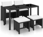vidaXL Set mobilier cu perne, 5 piese, negru, poliratan 42521
