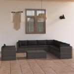 vidaXL 9 részes szürke polyrattan párnákkal 3059488