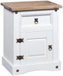 vidaXL Noptieră, alb, 53x39x67 cm, lemn de pin mexican, gama Corona (282618) - vidaxl