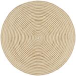 vidaXL Covor lucrat manual din iută cu model spiralat alb 90 cm (133716) Covor