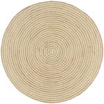 vidaXL Covor lucrat manual din iută cu model spiralat alb 120 cm (133717) Covor