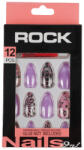 Kiss Beauty Set 12 Unghii False ROCK cu adeziv inclus, 08 Purple Stars
