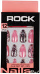  Set 12 Unghii False ROCK cu adeziv inclus, 19 Pink Stars