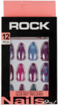  Set 12 Unghii False ROCK cu adeziv inclus, 20 Purple Flowers