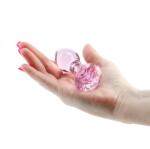 NS Novelties Dop Anal Din Sticla Crystal Gem, Roz, 9 Cm
