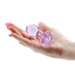 NS Novelties Dop Anal Din Sticla Crystal Flower, Roz, 9 Cm