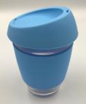 AVX Borosilicate üveg pohár szilikon tetővel 350ml-kék