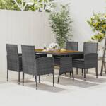 vidaXL Set de mobilier de exterior, 5 piese, gri, poliratan (3120104)
