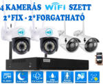  4 Kültéri MIX Wifi 2 forgatható és 2 fix megfigyelő kamera rendszer 3MP, 8 csatornás ONVIF NVR, színes éjszakai látás, H. 265+