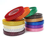  Szatén szalag - Pöttyös 6 mm több színben