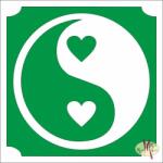 Body Deco 5x5 cm-es Csillámtetoválás sablon - Yin Yang szív 296