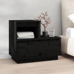 vidaXL Noptieră, negru, 60x34x51 cm, lemn masiv de pin (814382)
