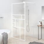 vidaXL Perete pentru cabină de duș walk-in, alb, 100x195cm, sticlă ESG (151870)