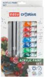 Easy Stationery - Akril festék SET - 12 szín, 2 ecset, paletta