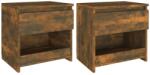 vidaXL Noptiere, 2 buc. , stejar afumat, 40x30x39 cm, lemn prelucrat (815130)