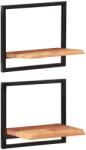 vidaXL Rafturi de perete 2 buc. 40x24x35 cm lemn masiv acacia/oțel (338460) Raft