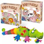 D-Toys Set Crocodil pufos + 2 Seturi Baby Puzzle cu Animale (33260) Puzzle