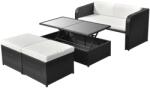 vidaXL Set mobilier cu perne, 4 piese, negru, poliratan 42481