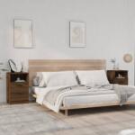 vidaXL Noptiere de perete, 2 buc. , stejar maro, lemn prelucrat (817044)