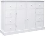 vidaXL Servantă cu 10 sertare, alb, 113 x 30 x 79 cm, lemn (284177) Comoda