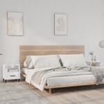 vidaXL Noptiere, 2 buc. alb extralucios, lemn prelucrat (812037)
