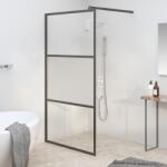 vidaXL Perete cabină duș walk-in negru 100x195 cm sticlă ESG semi-mată (151874)