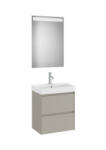 Roca Ona Pack 2 fiókos mosdószekrény mosdóval 55x36 tükör LED világítással, homokszürke A851699510 (A851699510)