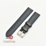  Curea hibrid silicon si piele fibra carbon neagra cu albastru 20mm - 4005220 - ceas-shop
