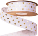 Valex Decor Arany pöttyös ripsz szalag 25mm x 20m - Fehér (DG25-01)