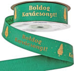  Boldog Karácsonyt! " feliratos ripsz szalag 25mm x 20m - Zöld (MG25-62)