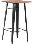 vidaXL Masă de bar, negru, 60x60x108 cm, oțel și lemn masiv de pin (280082)