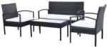 vidaXL Set mobilier cu perne, 4 piese, negru, poliratan 42673