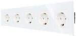 Luxion Priza Cvintupla LUXION cu rama din sticla (LX-5MP010G-W)