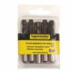 Topmaster Professional Set 10 adaptoare magnetice biti, Topmaster 330348, prindere hexagonala 1/4", lungime 60 mm Set capete bit, chei tubulare
