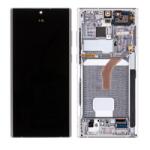 Samsung S908 Galaxy S22 Ultra Előlap keret+LCD Kijelző+Érintőüveg, Fehér (GH82-27488C, GH82-27489C) Service Pack
