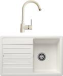 BLANCO 522203+2321/PS98 - Blanco Legra 45 S gránit mosogató 780X500 fehér + Olasz ívelt csaptelep fehér szett (522203+2321/PS98)