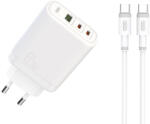 XO CE04 gyorstöltő max. 65W (Fehér) - USB-C PD + USB-A QC