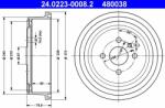 ATE Tambur frana ATE 24.0223-0008.2 - automobilus