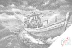  PontPöttyöző - Hajó a viharban 4 Méret: 40x60cm, Keretezés: Keret nélkül (csak a vászon), Szín: Zöld