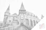  PontPöttyöző - Vajdahunyadi vár, Románia Méret: 40x60cm, Keretezés: Keret nélkül (csak a vászon), Szín: Fekete