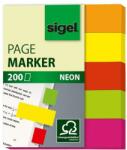 Sigel Jelölőcímke, papír, 5x40 lap, 12x50 mm, SIGEL Neon Mini, vegyes szín (SIHN655) - pencart