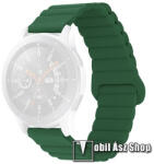  Okosóra loop szilikon szíj - szilikon, mágneses, bordázott mintás - ZÖLD - 125mm + 92mm hosszú, 22mm széles - SAMSUNG Galaxy Watch 46mm / Watch GT2 46mm / Watch GT 2e / Galaxy Watch3 45mm / Honor Magi
