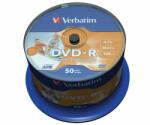 Verbatim DVD-R lemez, nyomtatható, matt, no-ID, 4, 7GB, 16x, 50 db, hengeren, VERBATIM (DVDV-16B50PP) - pencart