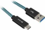 Sharkoon USB-A apa - USB-C apa 3.2 Adat és töltő kábel - Fekete/világoskék (0, 5m) (4044951027118)
