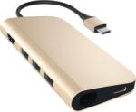 Satechi Alumínium Type-C Multi-Port adapter, HDMI 4K, 3x USB 3.0, MicroSD, LAN, arany (ST-TCMAG) (ST-TCMAG)