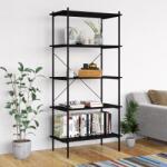 vidaXL Unitate cu rafturi pe 5 niveluri, negru, 80x40x163 cm (336347) Biblioteca