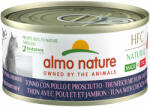 Almo Nature 6x70g Almo Nature HFC Natural tonhal, csirke & sonka Made in Italy nedves macskatáp